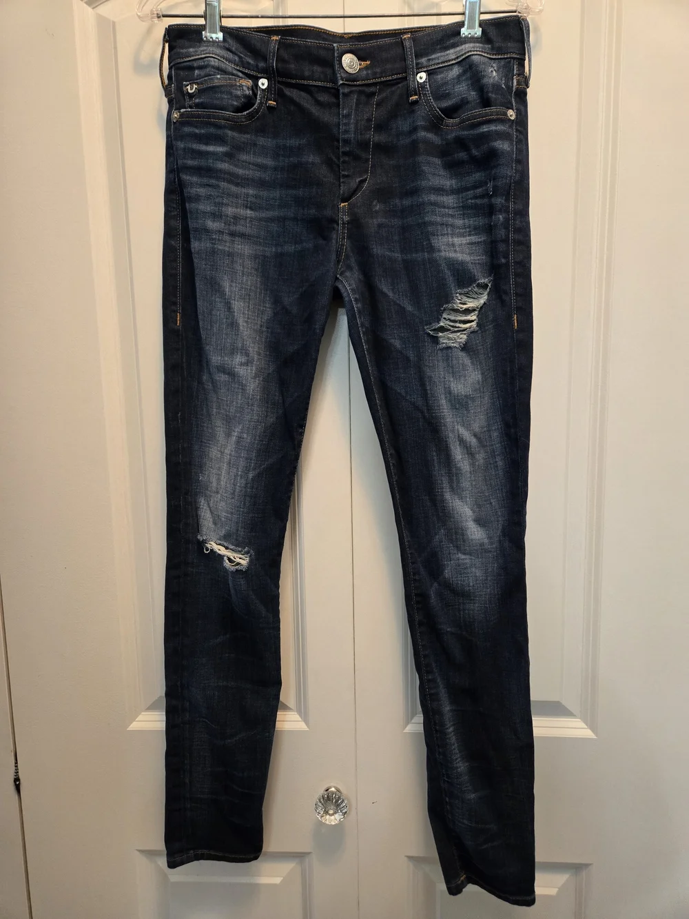 True Religion Halle Dark Indigo Women's Jeans - Mid Rise Super Skinny Fit - Picture 2 of 15